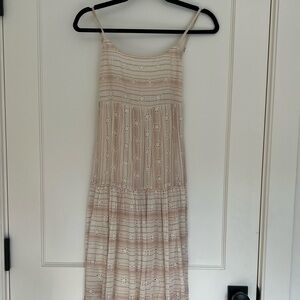 l*space Cream and Blush Eyelet Tiered Maxi Dress
